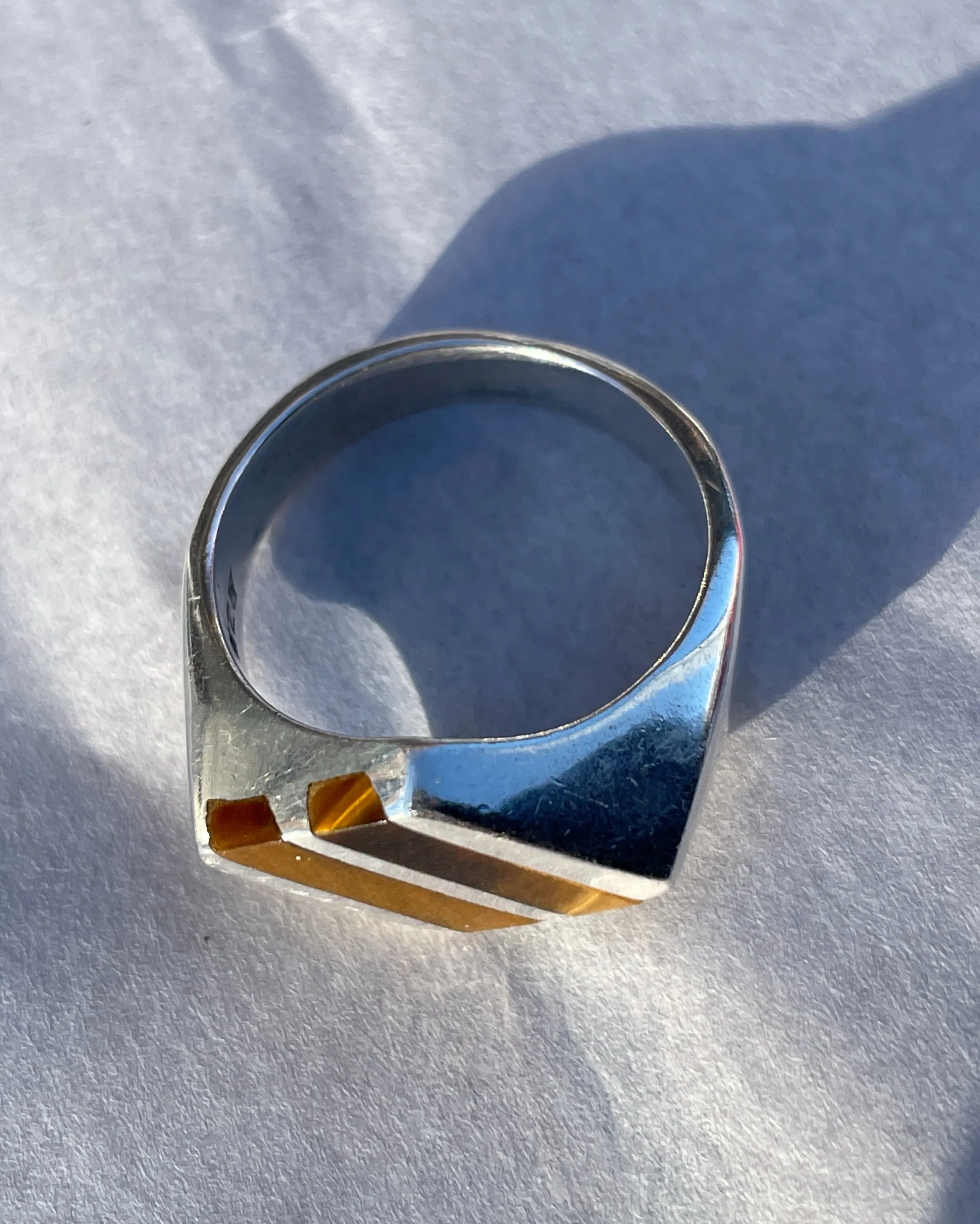Tiger's Eye Inlay Sterling Silver Ring, Sz. 7.25 sold by Maiden Name product image thumbnail 3