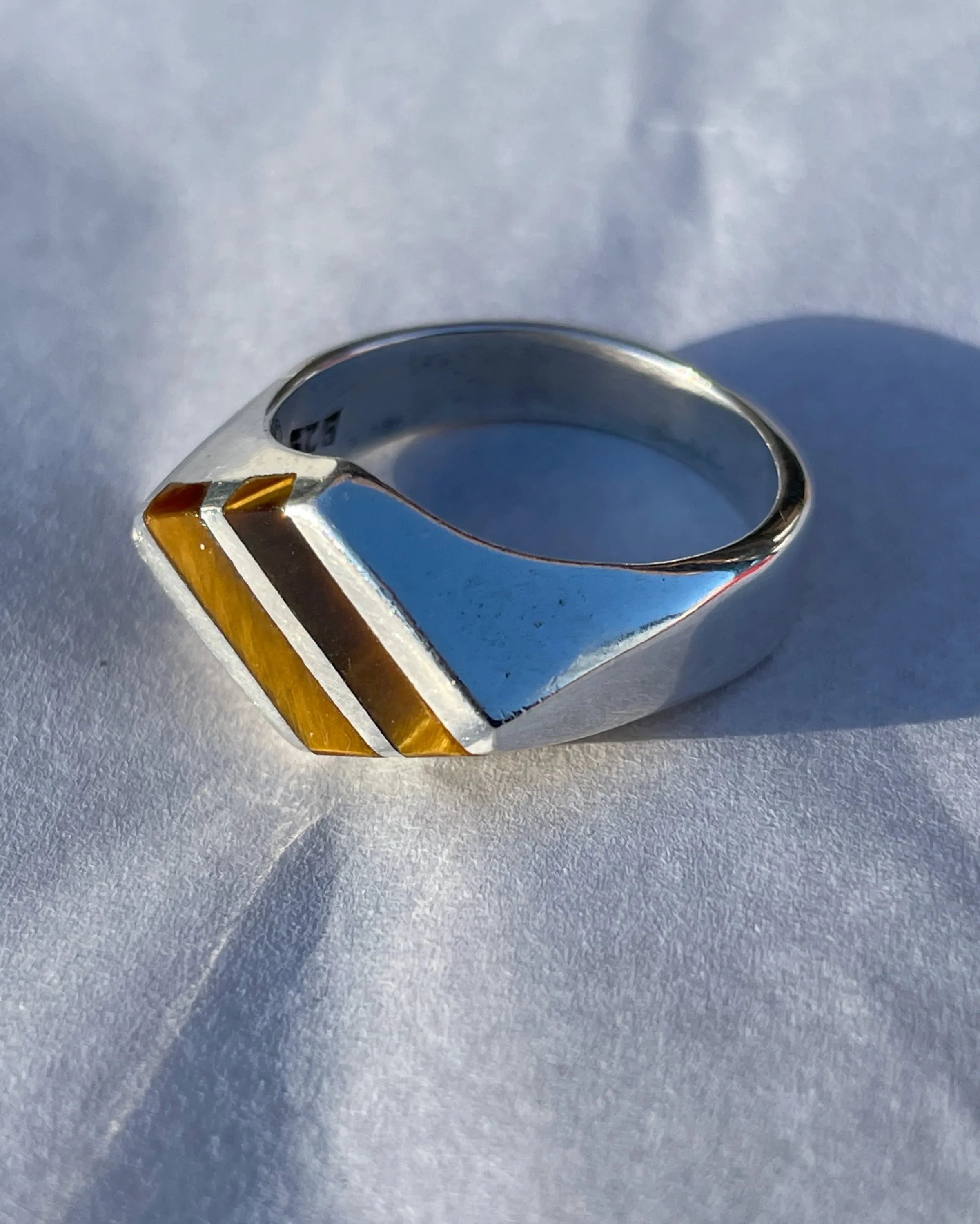 Tiger's Eye Inlay Sterling Silver Ring, Sz. 7.25 sold by Maiden Name product image thumbnail 2