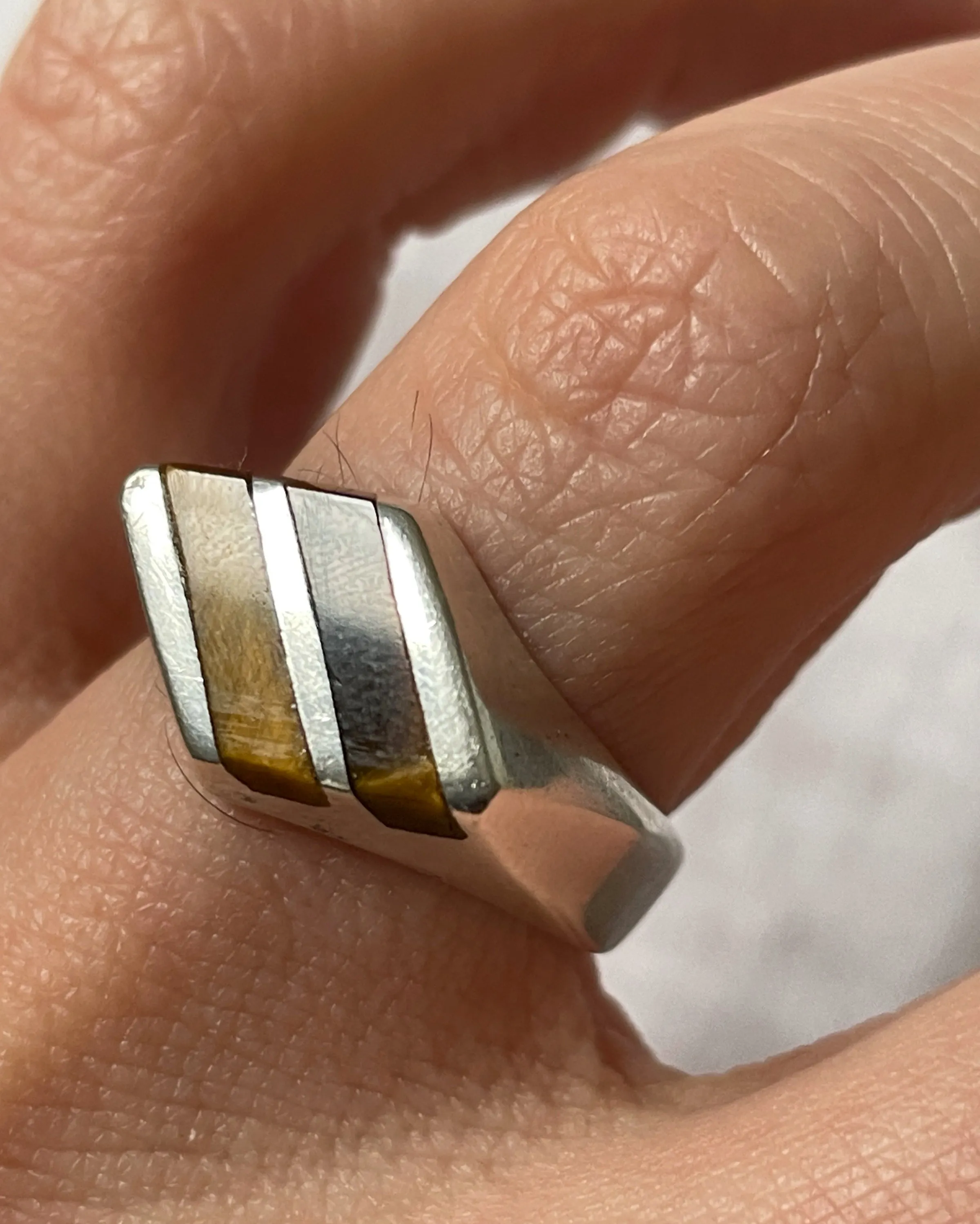 Tiger's Eye Inlay Sterling Silver Ring, Sz. 7.25 sold by Maiden Name product image thumbnail 5