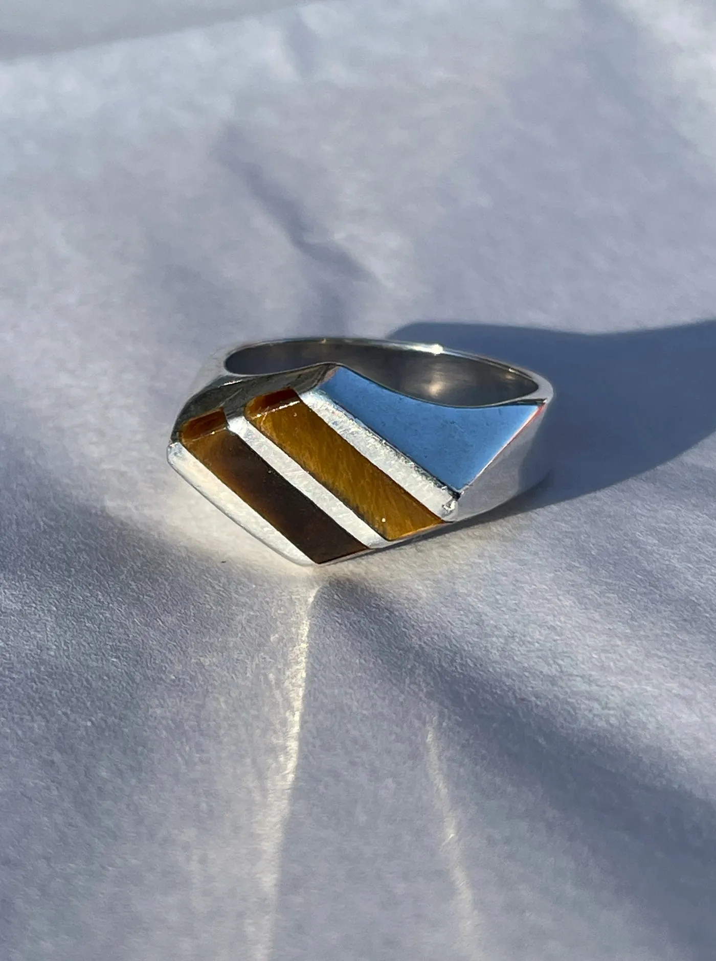 Tiger's Eye Inlay Sterling Silver Ring, Sz. 7.25 sold by Maiden Name