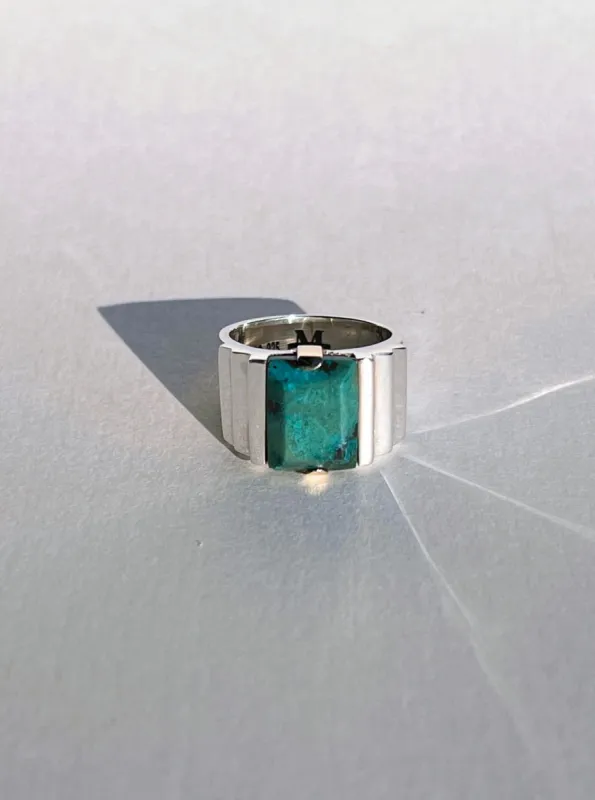 Large Ari Ring in Teal Malachite, Sz. 8 sold by Maiden Name