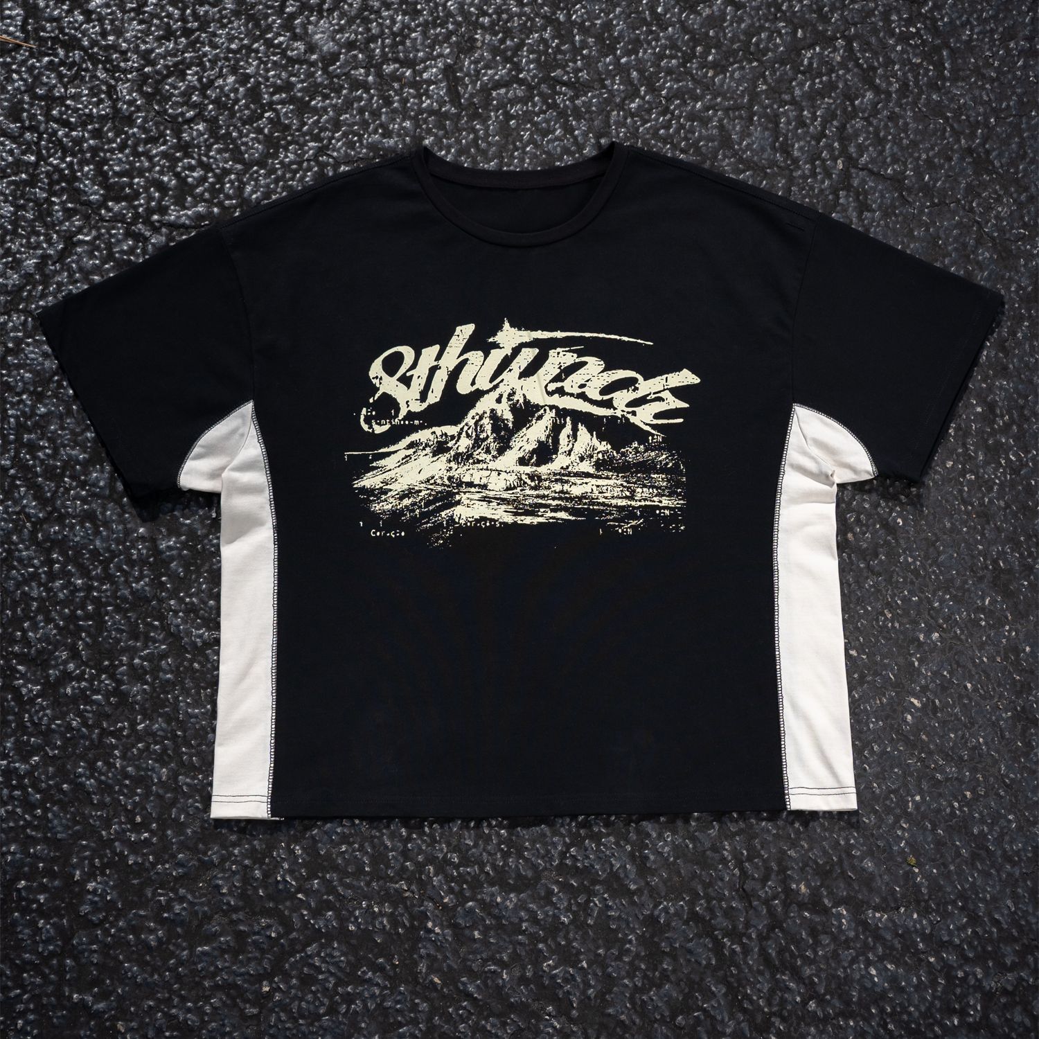 MOUNTAIN PANEL TEE BLACK / CREAM sold by 8thwndr product image thumbnail 2