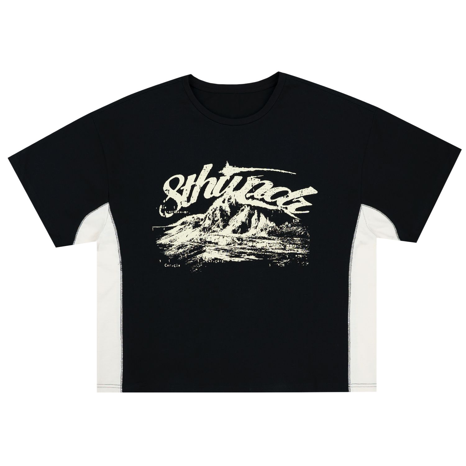 MOUNTAIN PANEL TEE BLACK / CREAM sold by 8thwndr