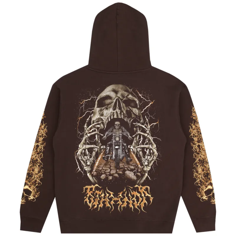 SKULLFIRE HOODIE BROWN sold by 8thwndr