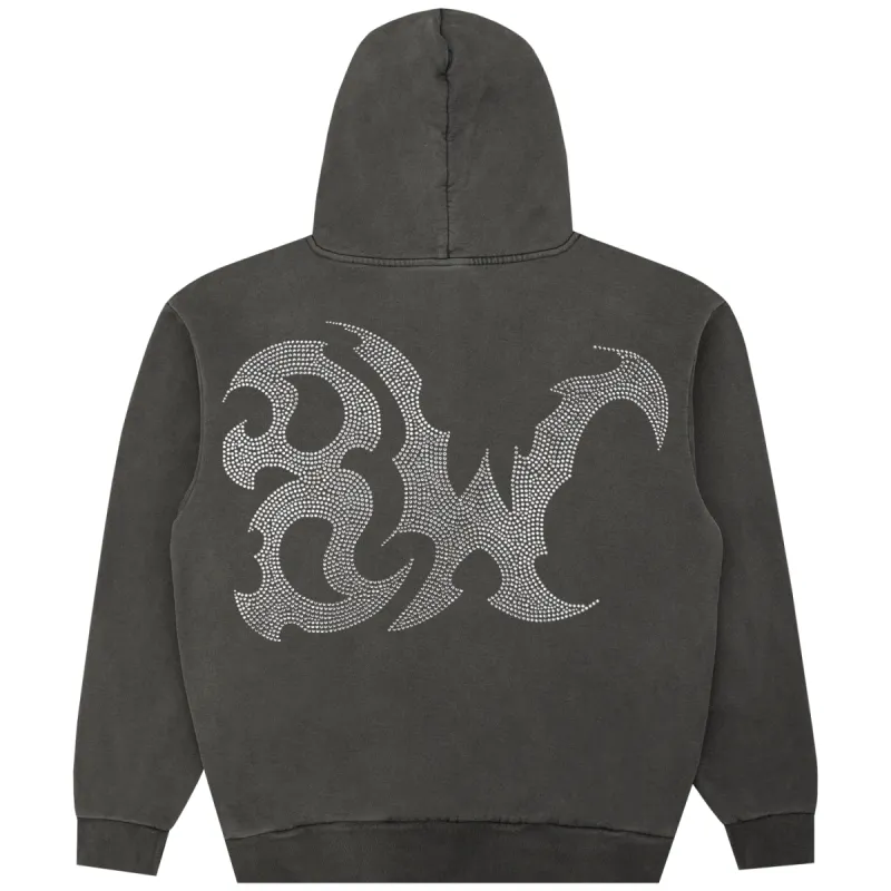 8W RHINESTONE HOODIE WASHED GREY sold by 8thwndr