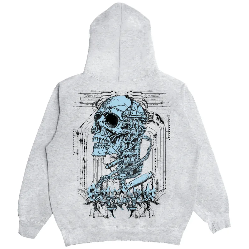 CYBER SKULL HOODIE ASH sold by 8thwndr