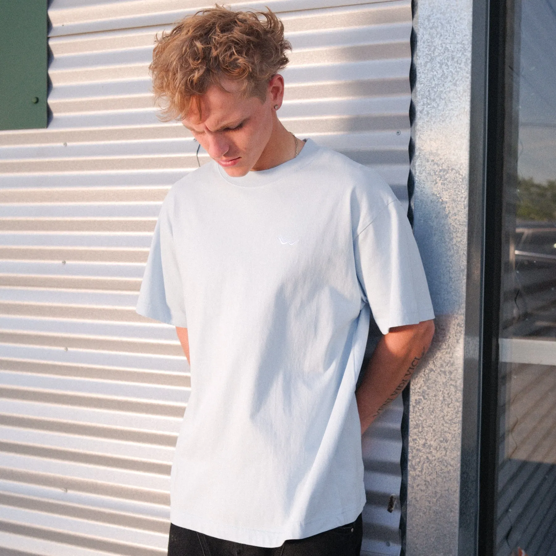 BASIC EMBROIDERED TEE LIGHT BLUE sold by 8thwndr product image thumbnail 4