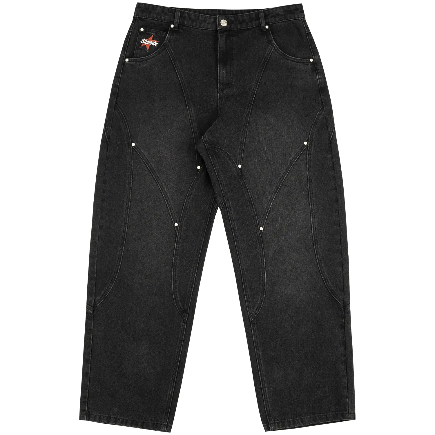 STAR LOGO BAGGY JEANS BLACK sold by 8thwndr