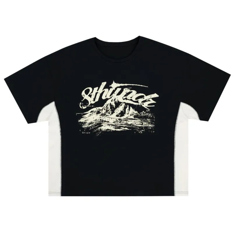 MOUNTAIN PANEL TEE BLACK / CREAM sold by 8thwndr