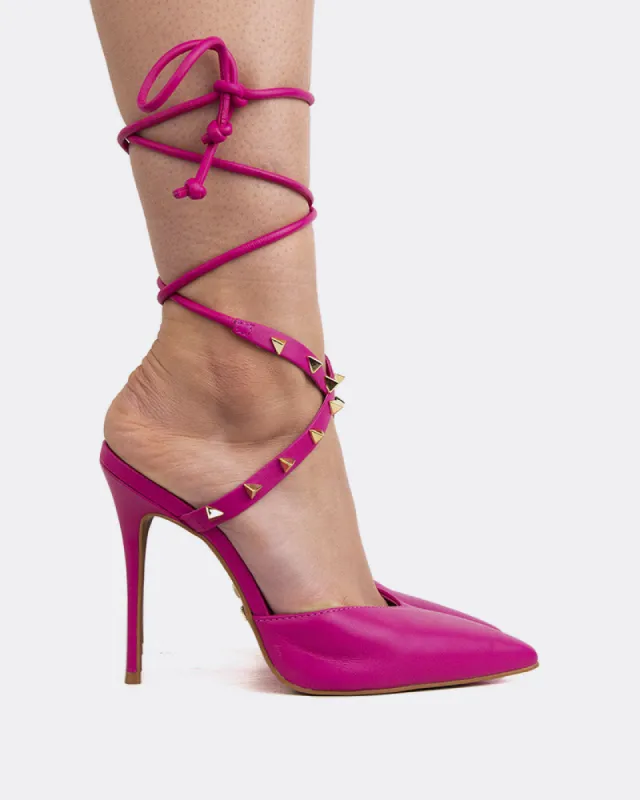 Naomie Fucshia Leather sold by L'Intervalle