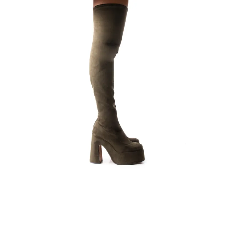 Finesse Dark Green Suede Stretch sold by L'Intervalle