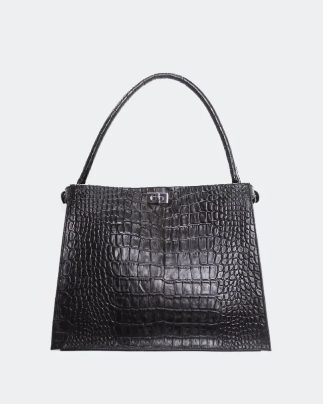 Livie Black Croco sold by L'Intervalle
