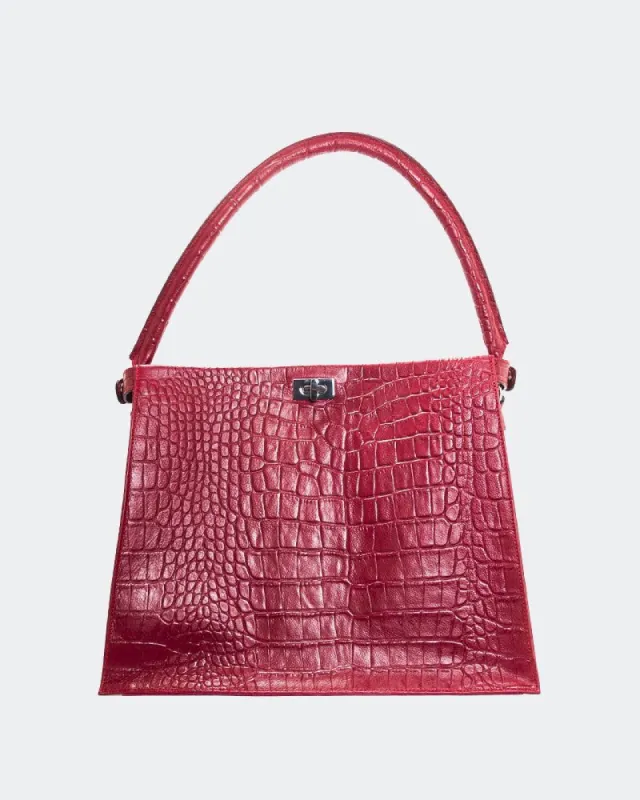 Livie Burgundy Croco sold by L'Intervalle