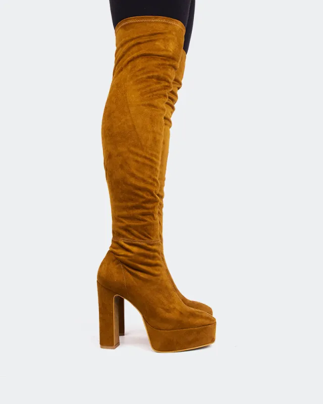 Kalaf Camel Suede Stretch sold by L'Intervalle