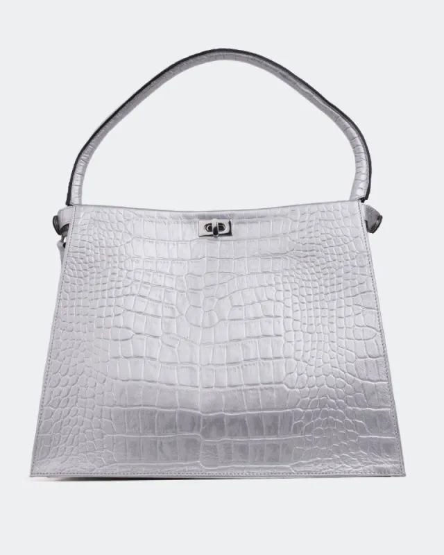 Livie Silver Croco sold by L'Intervalle