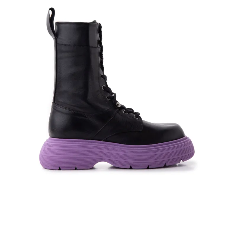 Armstrong Black Leather/Purple Sole sold by L'Intervalle
