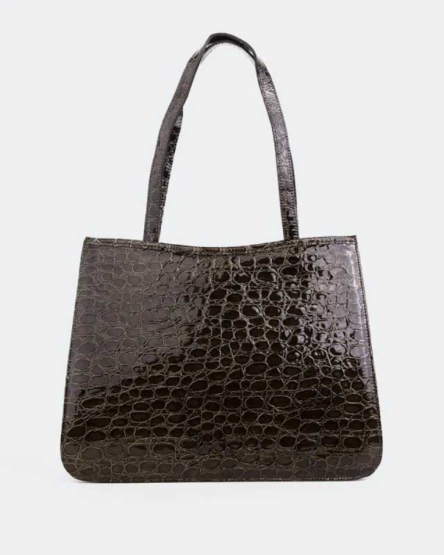 Bancel Dark Green Croco sold by L'Intervalle