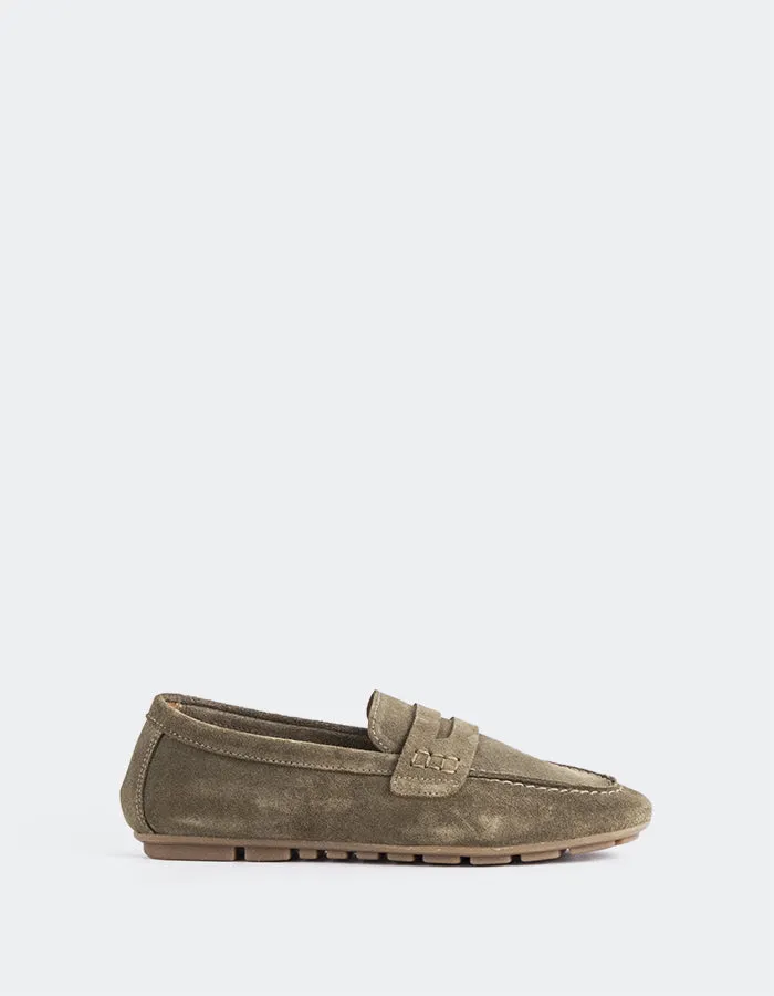 Ezzie Khaki Suede sold by L'Intervalle