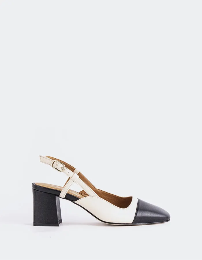 Clemmie Black/Off White Leather sold by L'Intervalle