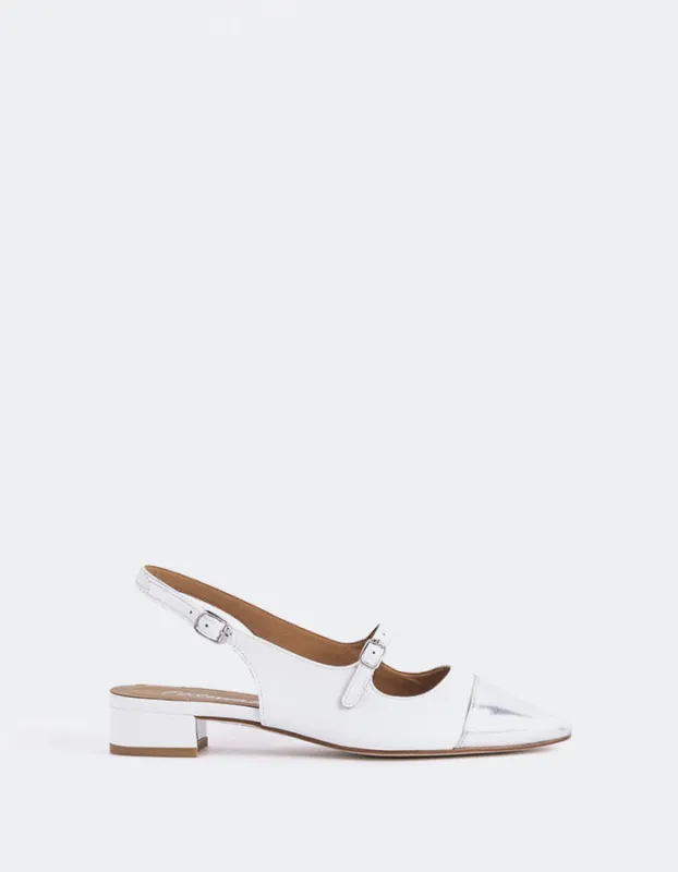 Dolly White/Silver Leather sold by L'Intervalle