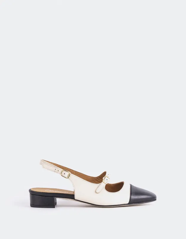 Dolly Off White/Black Leather sold by L'Intervalle