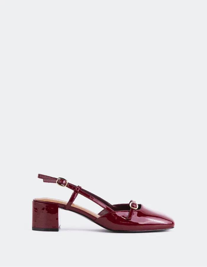Bellina Burgundy Patent sold by L'Intervalle