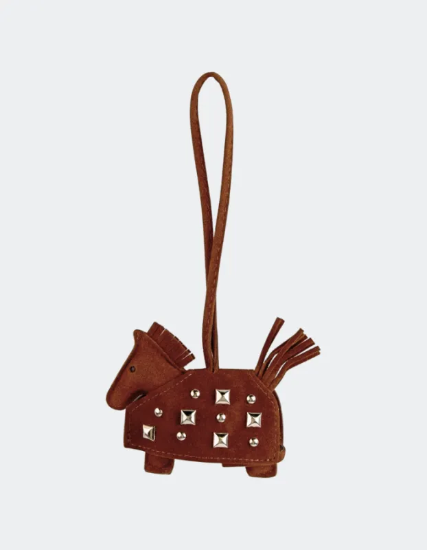 Studded Horse Charm, Brown Suede made by L'Intervalle