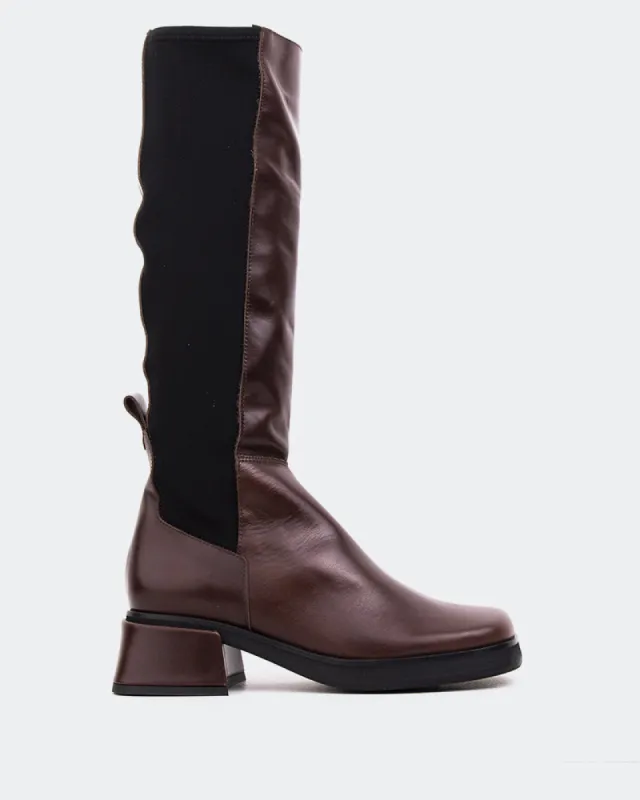 Chapelle Brown Leather Knit Stretch sold by L'Intervalle