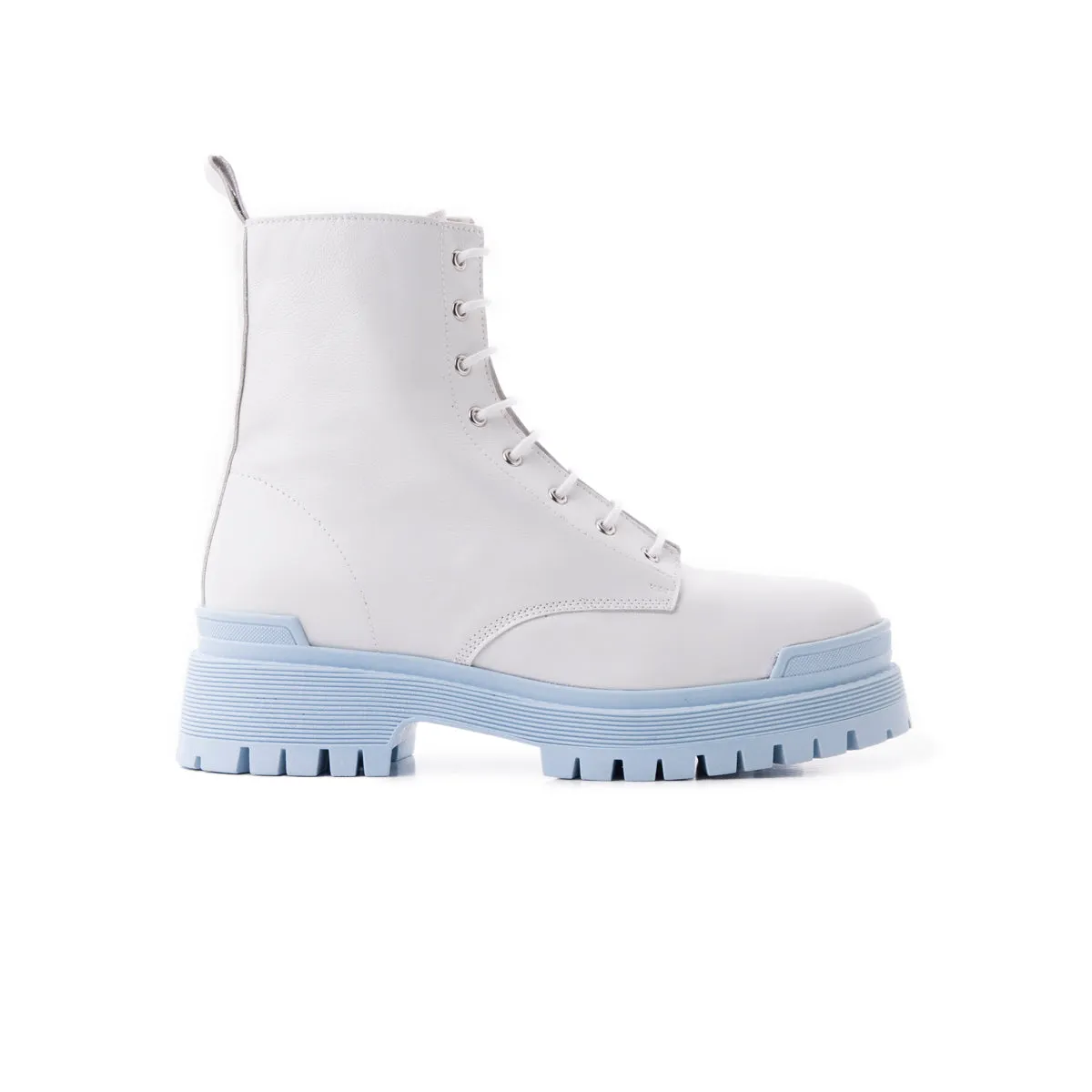 Langport White Leather/Blue Sole sold by L'Intervalle
