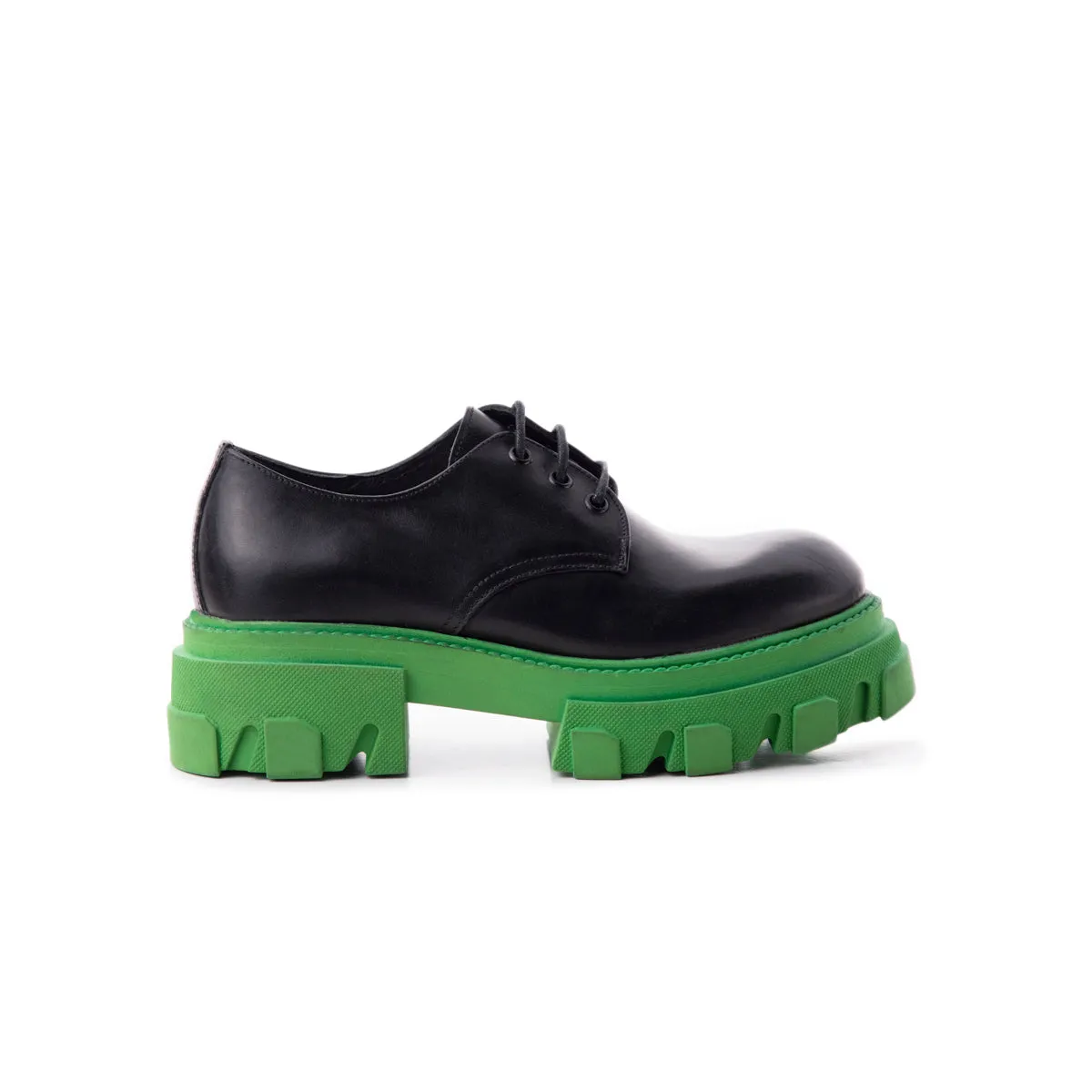 Baku Black Leather/Green Sole sold by L'Intervalle