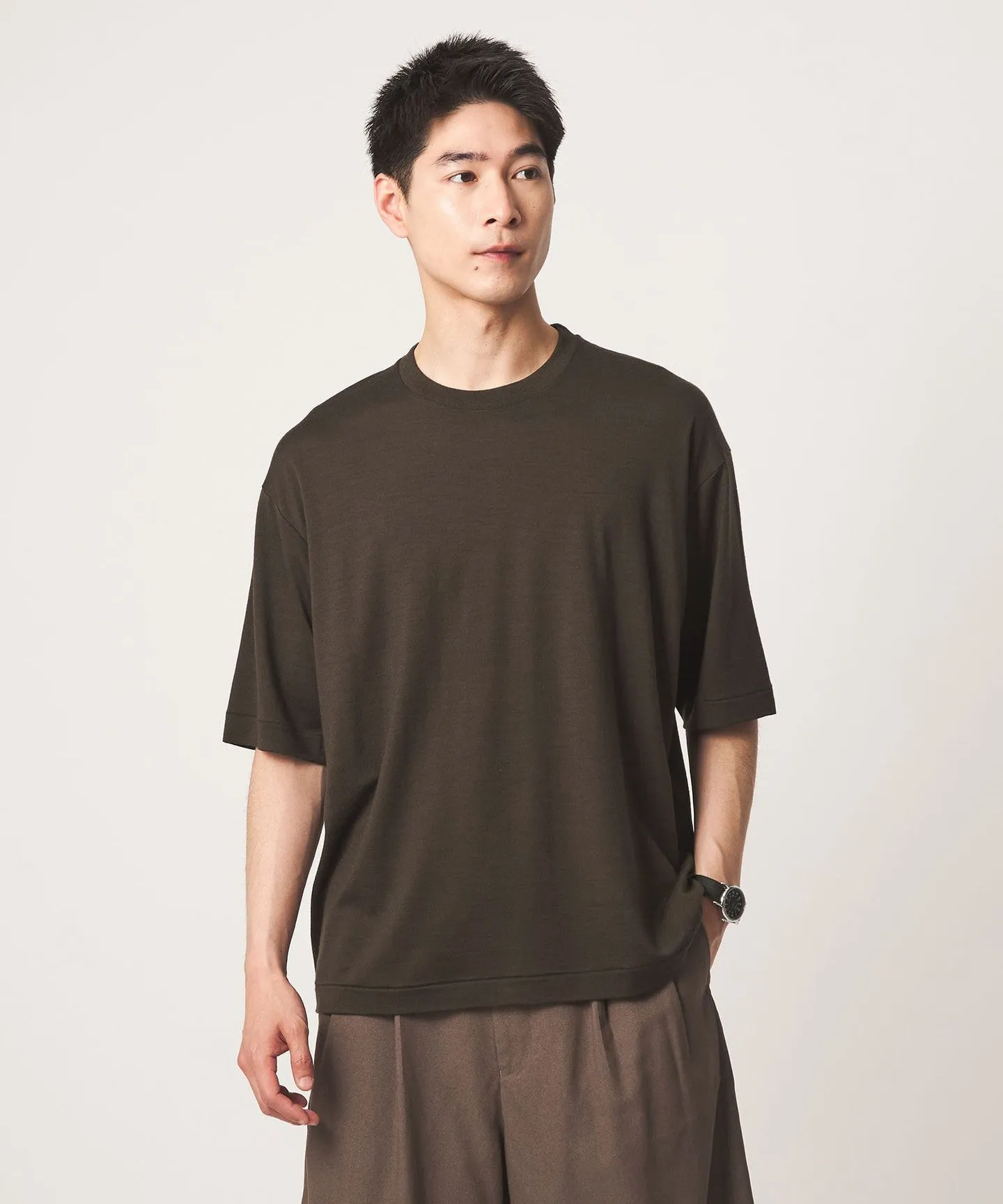FINE BASIC ハシゴ Super100’s ウール 半袖 Tシャツ sold by United Arrows