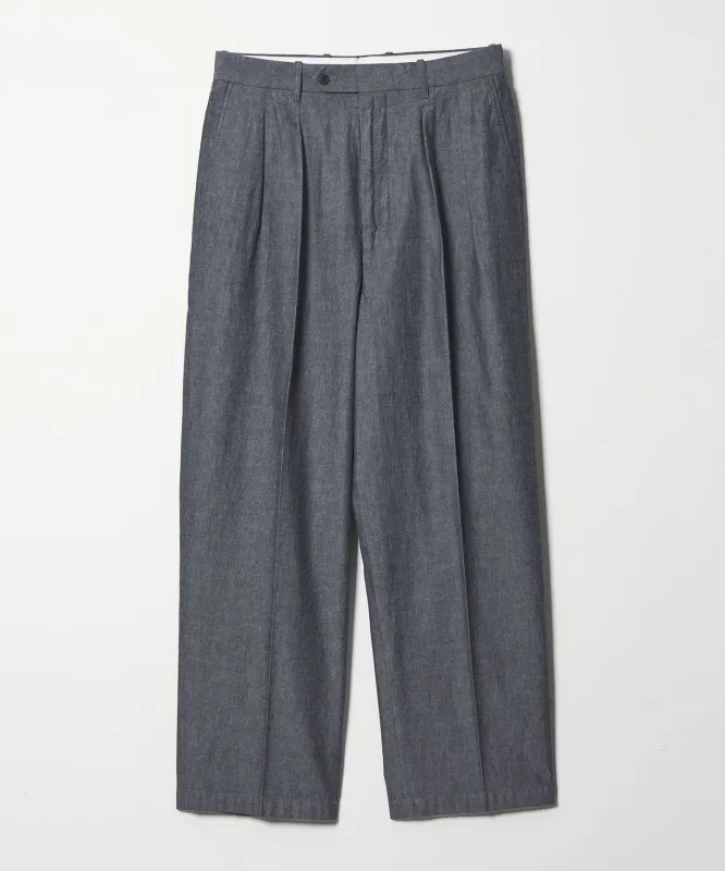[Steven Alan] デニムシャンブレー イン ツープリーツ ドレス トラウザーズ made by Steven Alan