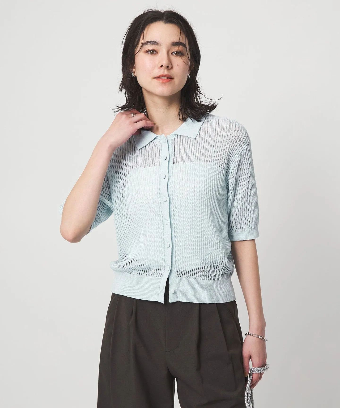 メッシュ ポロカーディガン ニット ウォッシャブル sold by United Arrows product image thumbnail 4