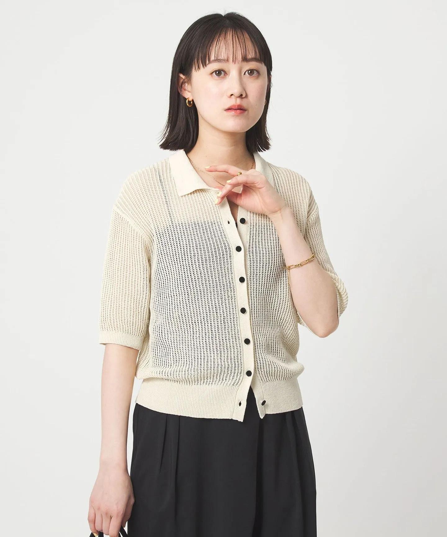 メッシュ ポロカーディガン ニット ウォッシャブル sold by United Arrows product image thumbnail 3