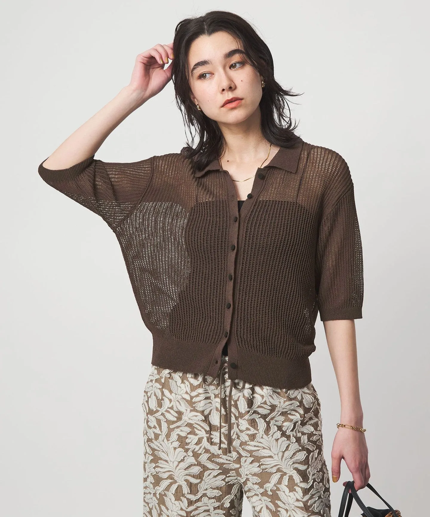 メッシュ ポロカーディガン ニット ウォッシャブル sold by United Arrows