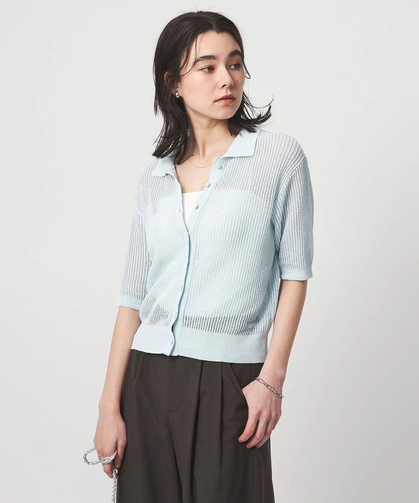 メッシュ ポロカーディガン ニット ウォッシャブル sold by United Arrows product image thumbnail 5