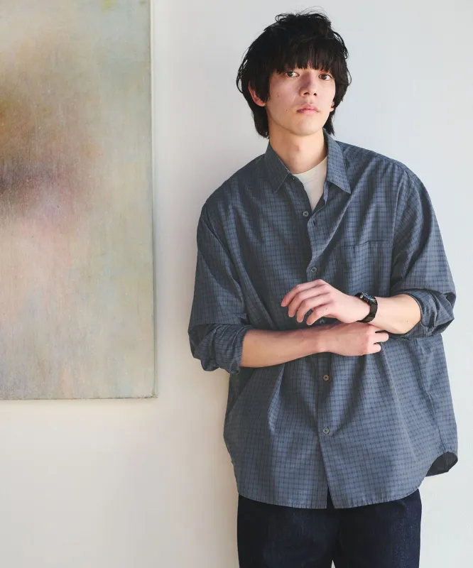 ナイロン コットン チェック ジャストルーズ 長袖 シャツ made by United Arrows