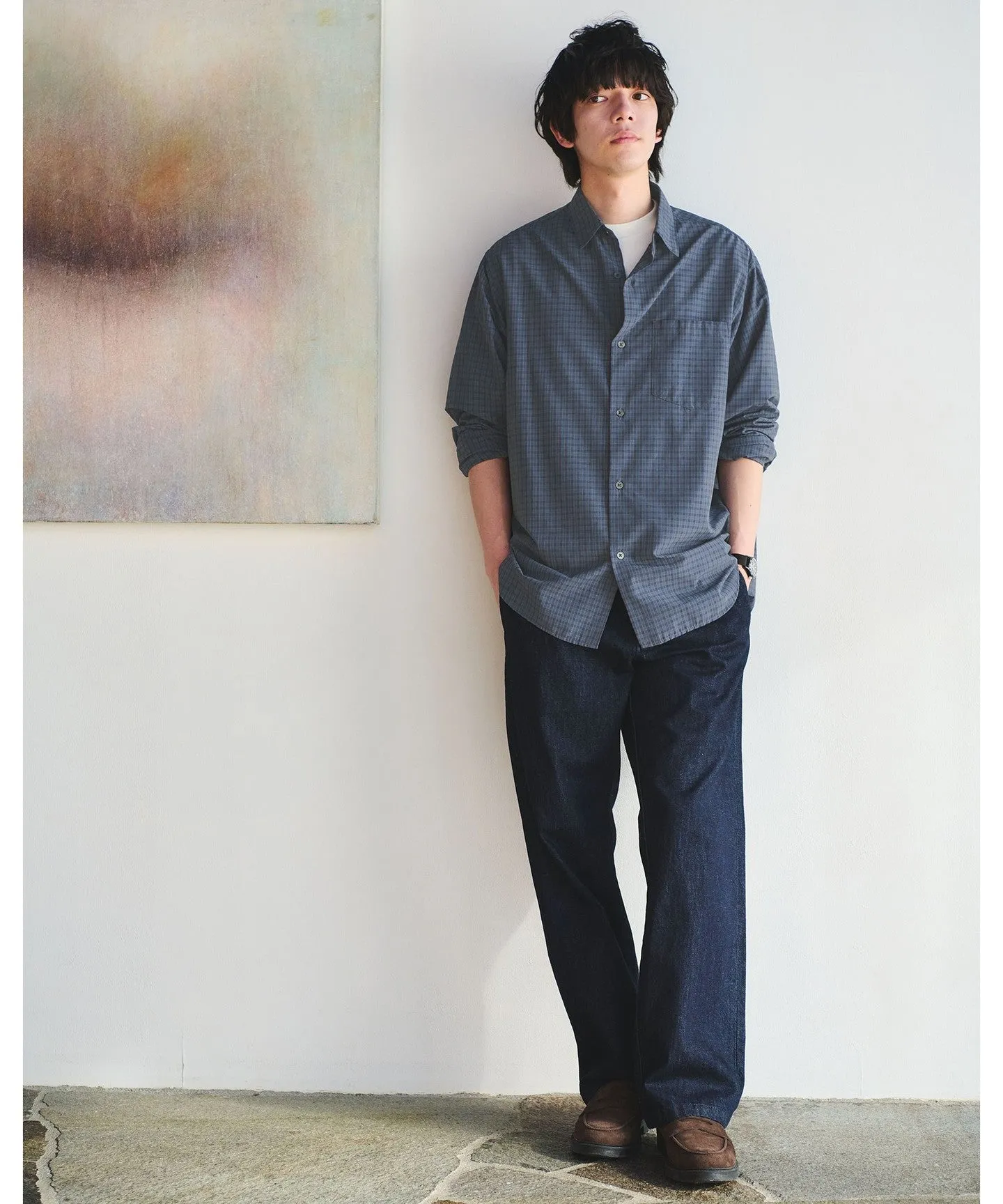 ナイロン コットン チェック ジャストルーズ 長袖 シャツ sold by United Arrows product image thumbnail 4