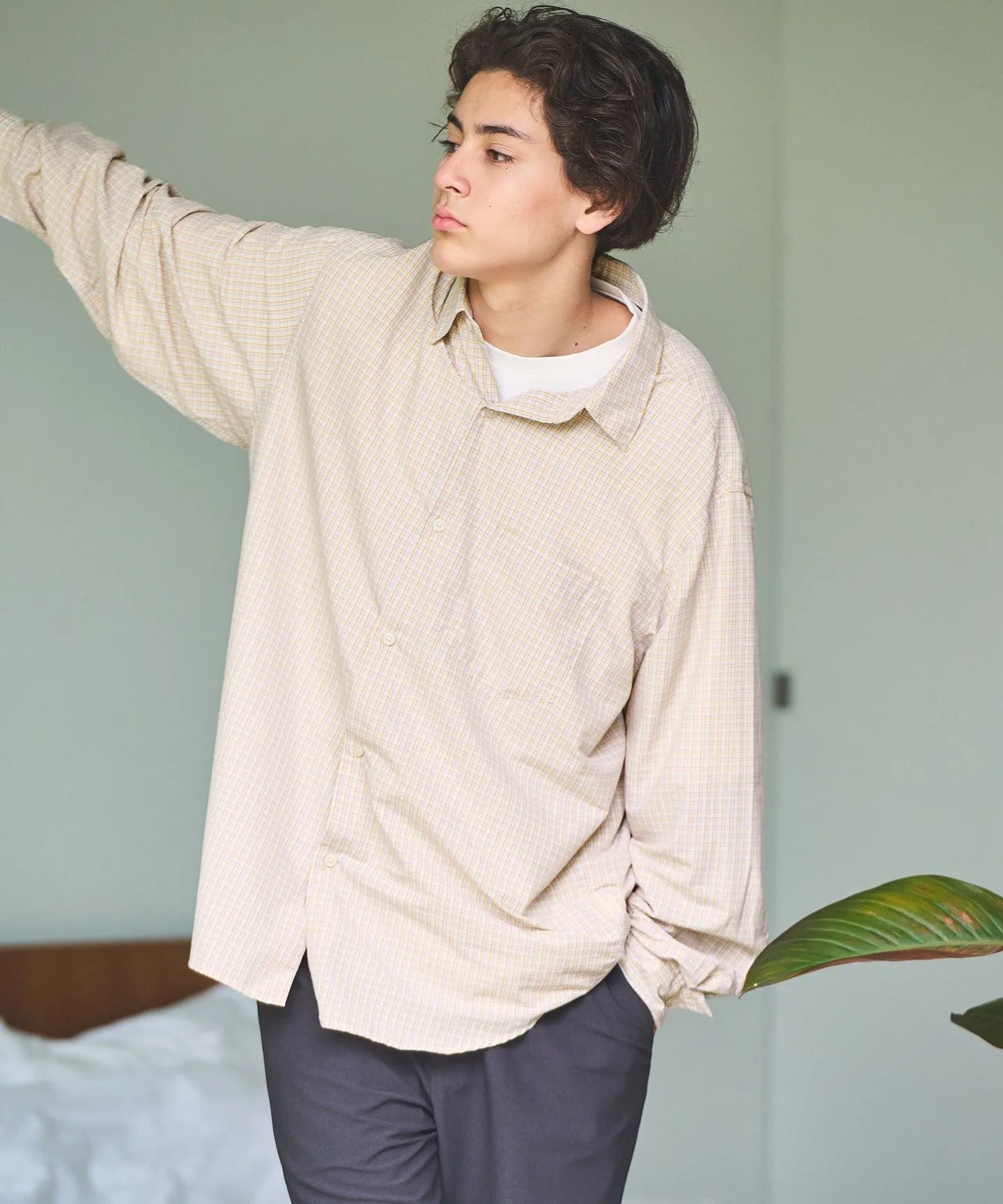 ナイロン コットン チェック ジャストルーズ 長袖 シャツ sold by United Arrows product image thumbnail 2
