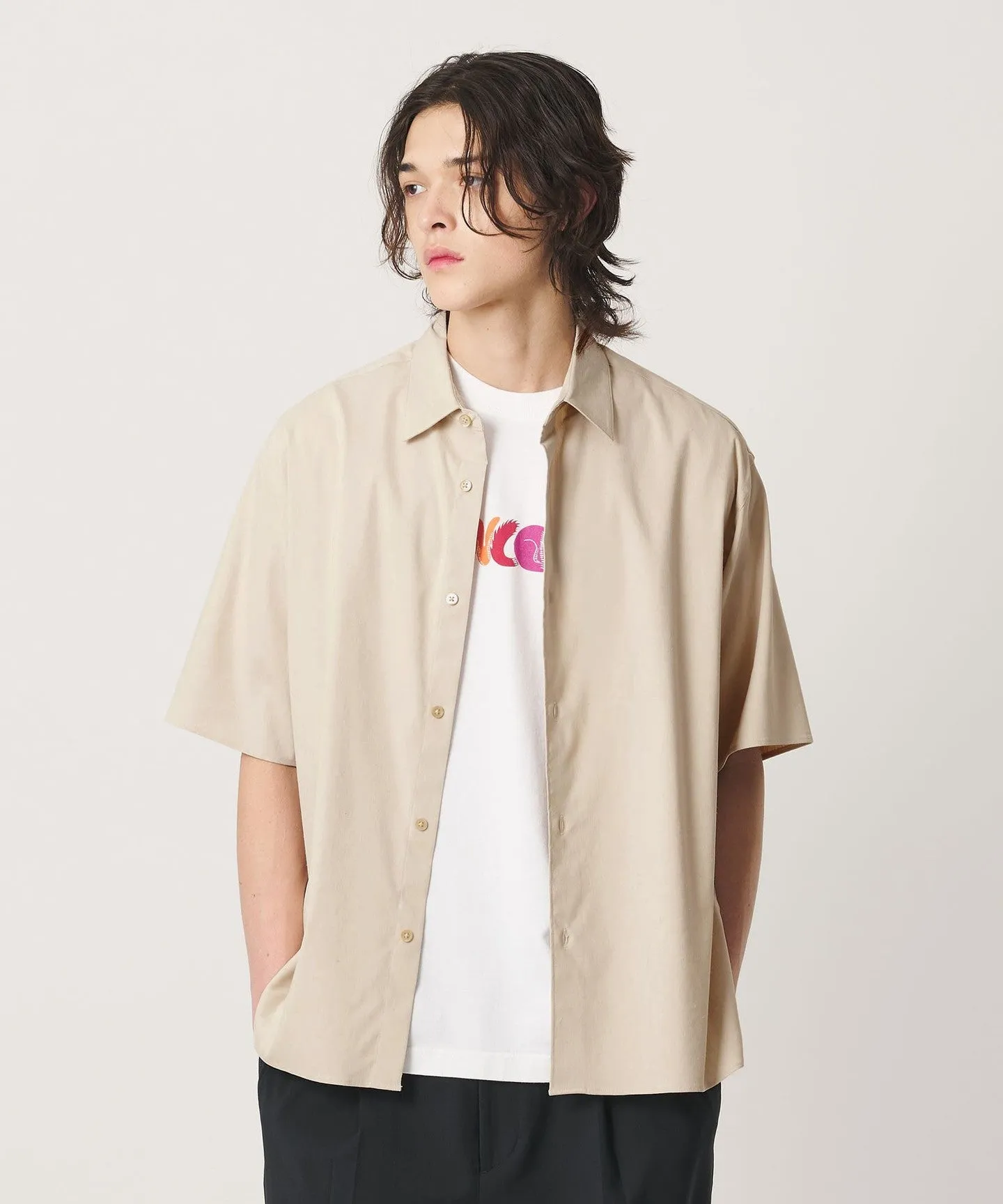 タンブル リネン スクエア シャツ GRANDE型 sold by United Arrows product image thumbnail 3