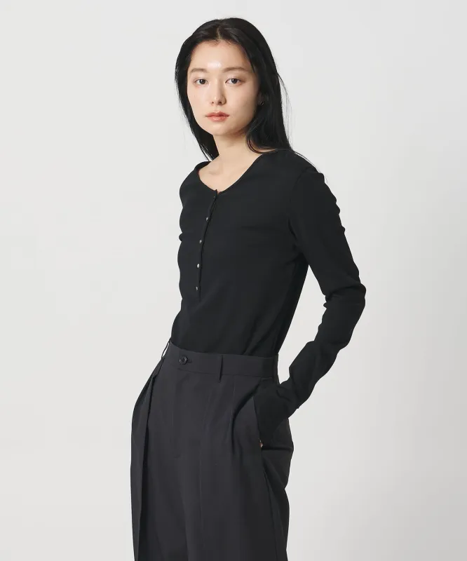 [MARW UNITED ARROWS]ヘンリーネック ロングスリーブ カットソー 接触冷感 made by United Arrows