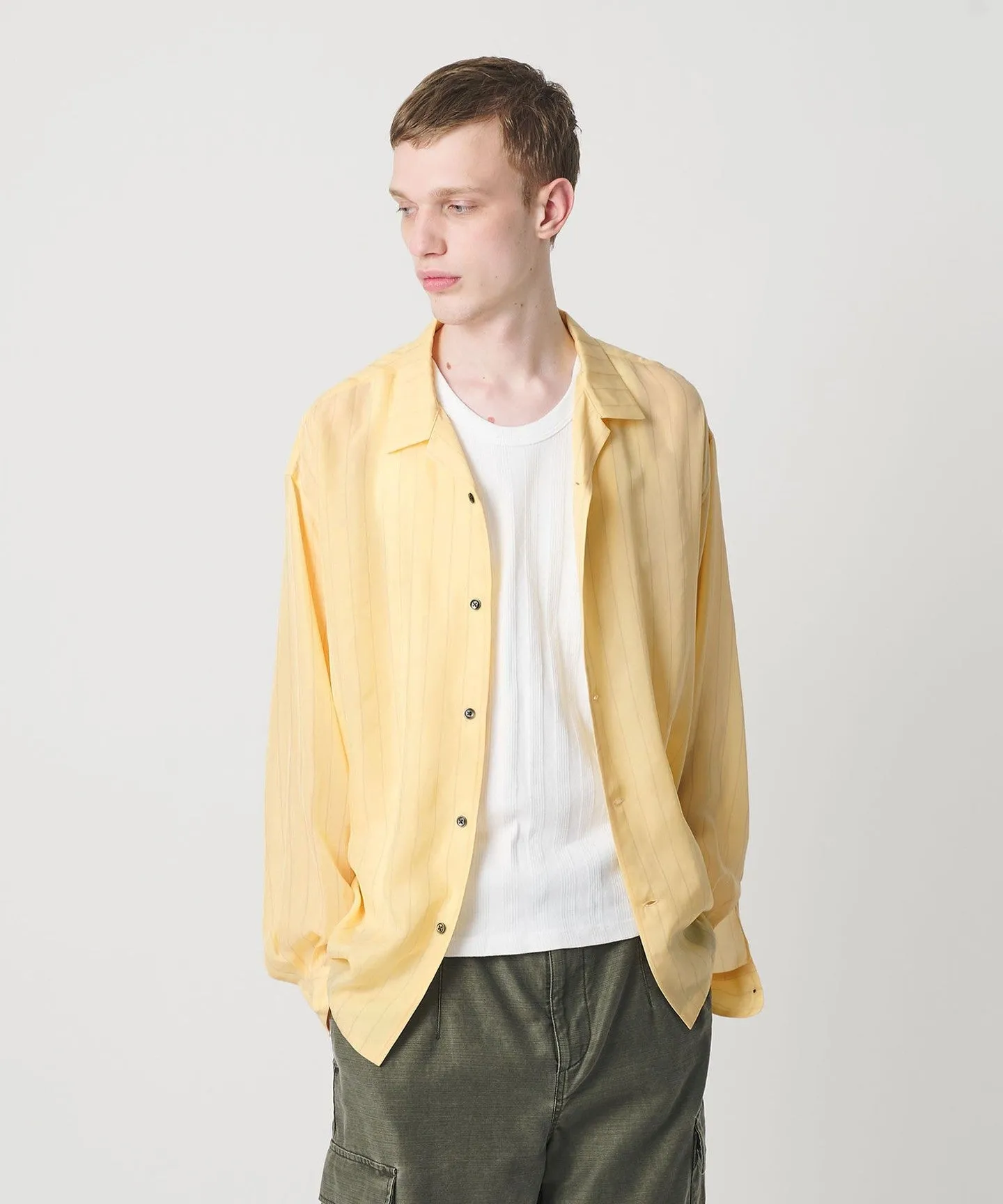フィブリル キュプラ ストライプ シャツ sold by United Arrows
