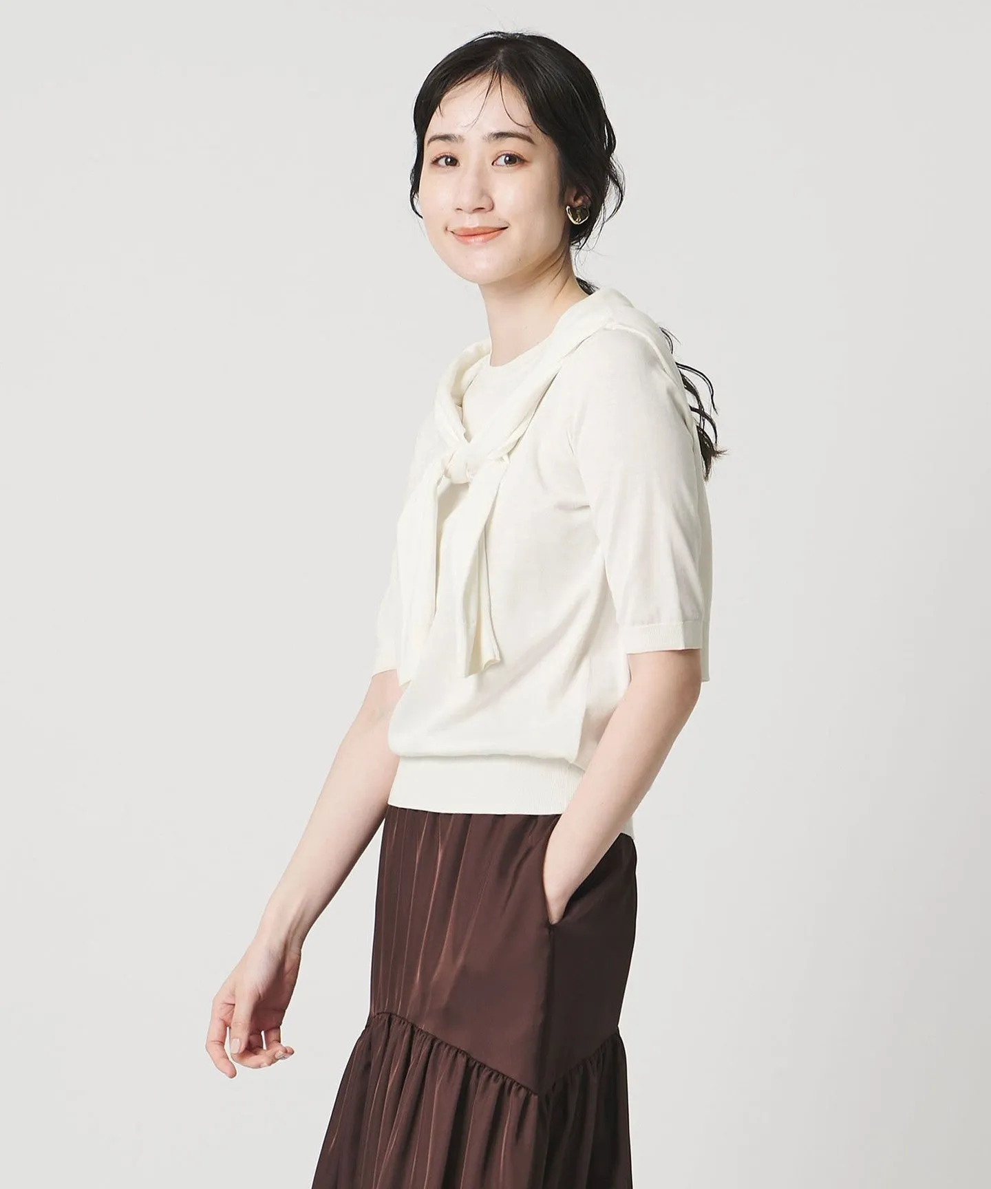 18G ハーフスリーブ クルーネックニット ‐ウォッシャブル‐ sold by United Arrows product image thumbnail 2