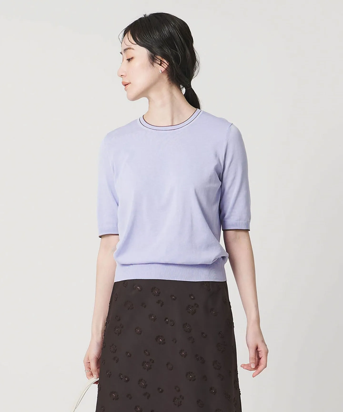 18G ハーフスリーブ クルーネックニット ‐ウォッシャブル‐ sold by United Arrows