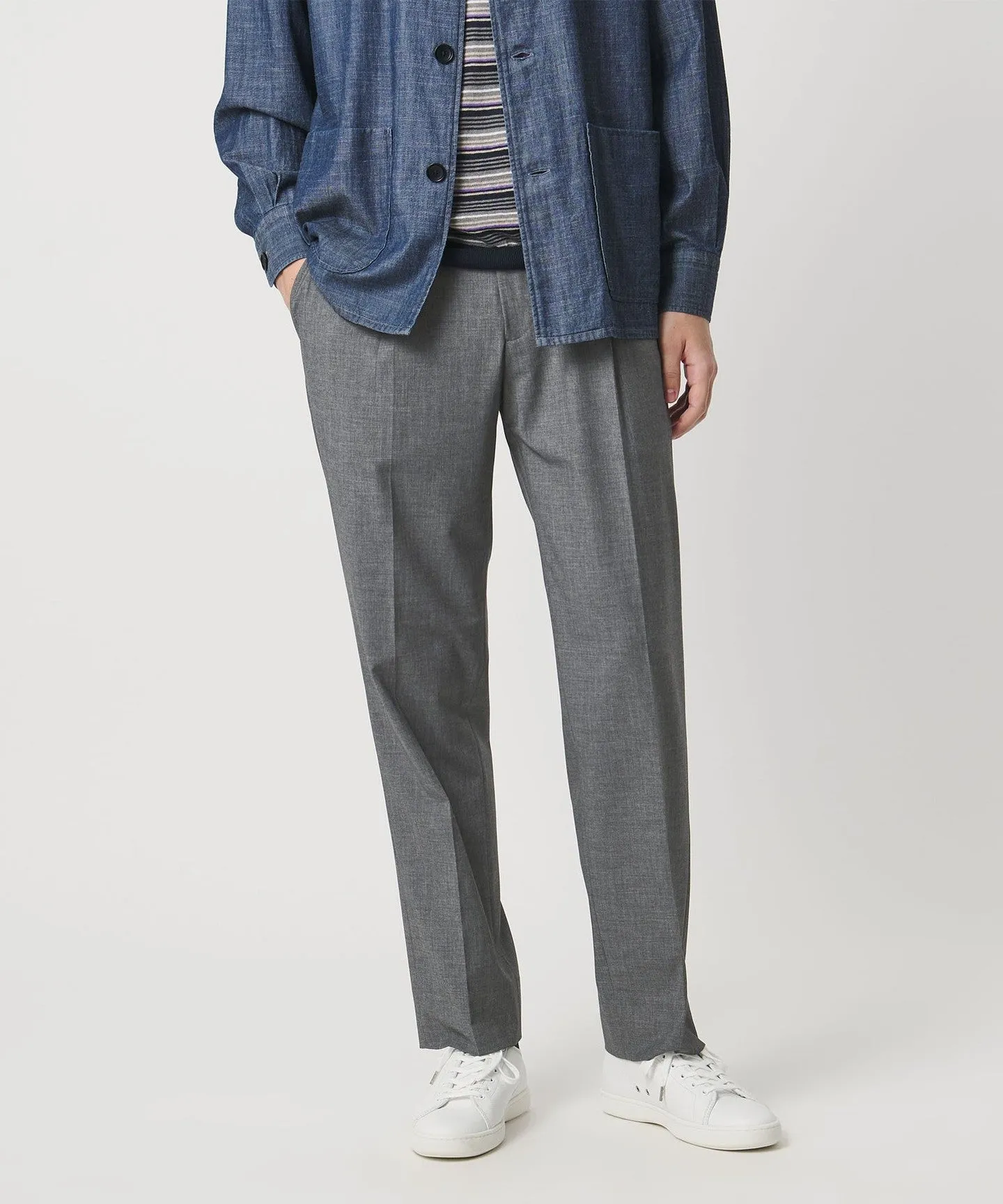 TR バックシャーリング 1プリーツ イージー スラックス ストレッチ 接触冷感 sold by United Arrows