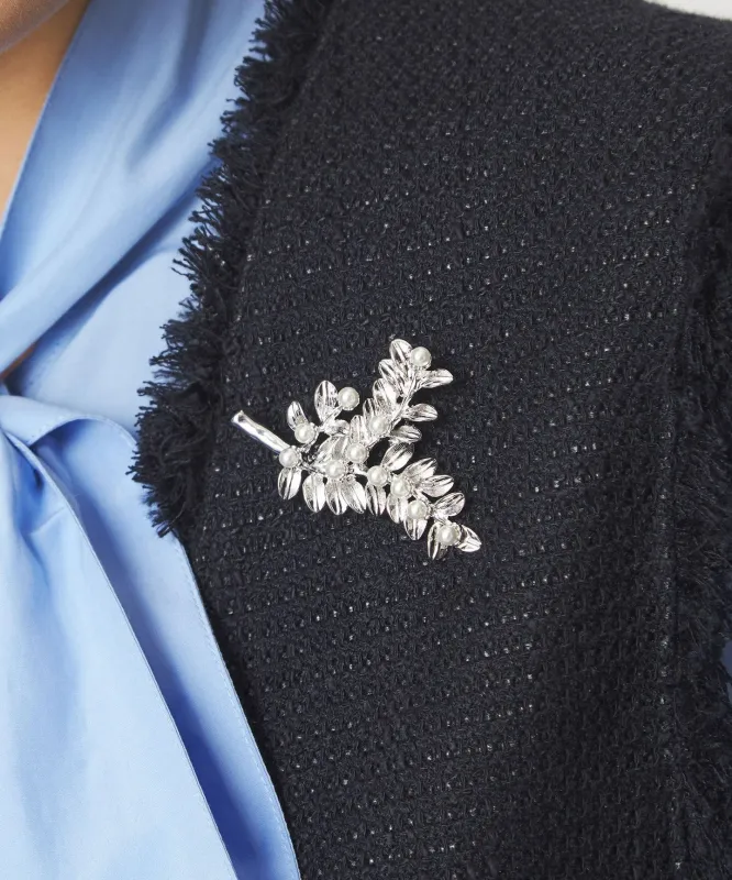 リーフ＆フェイクパール ブローチ made by United Arrows