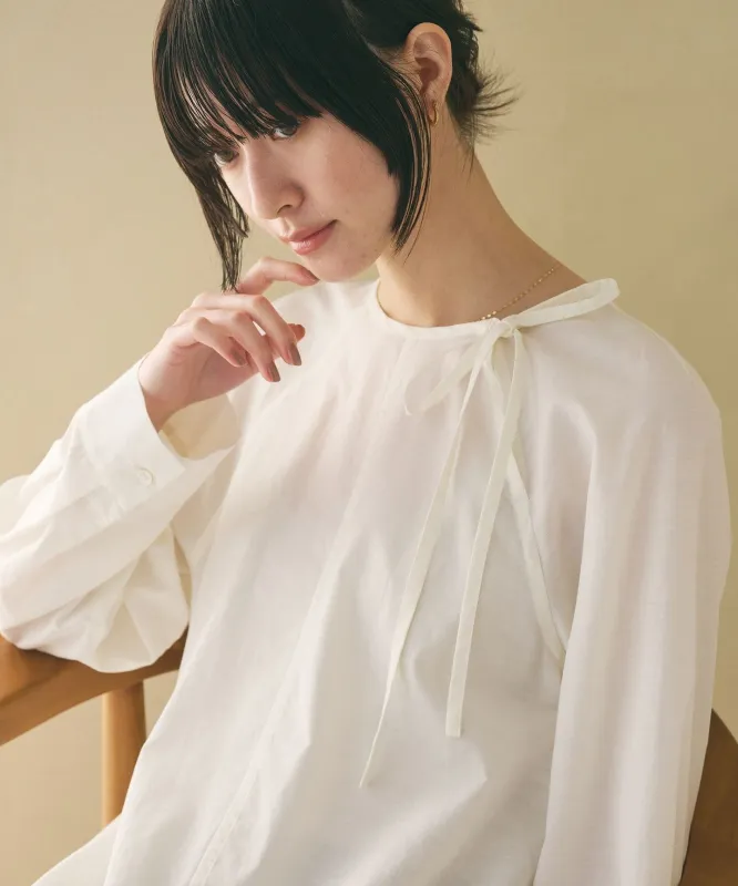 リボンタイ ノーカラーブラウス made by United Arrows