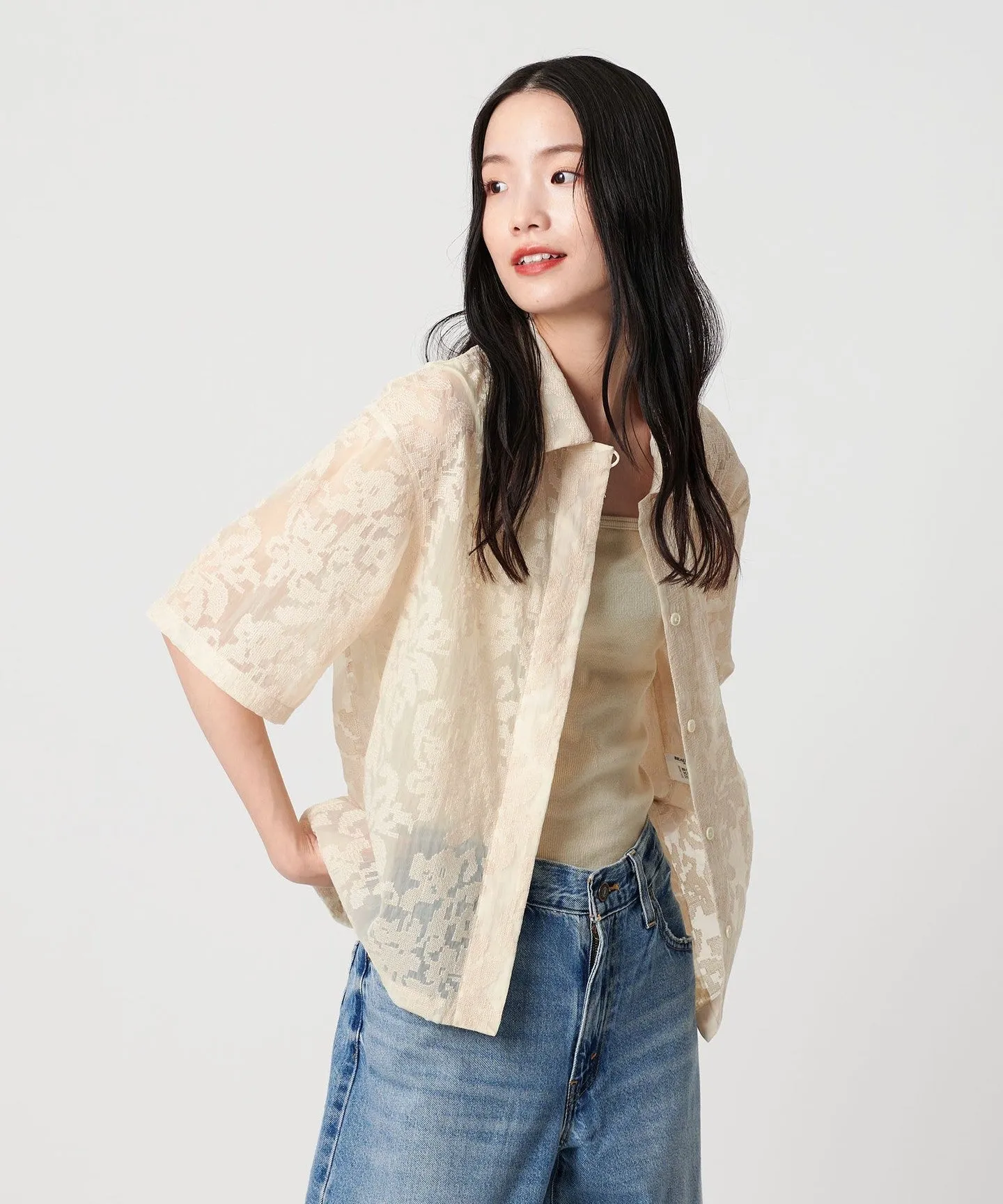 ナイロン エンブロイダリー ショートスリーブシャツ ウォッシャブル sold by United Arrows