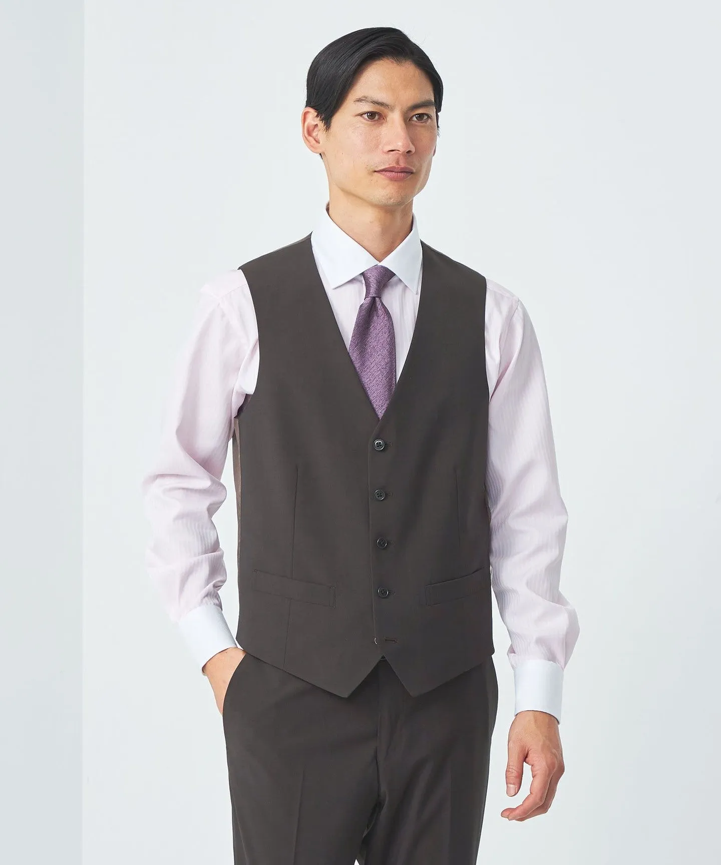 A+ TWPU トロピカル無地 スリム 5B スーツベスト -ウォッシャブル- sold by United Arrows product image thumbnail 4