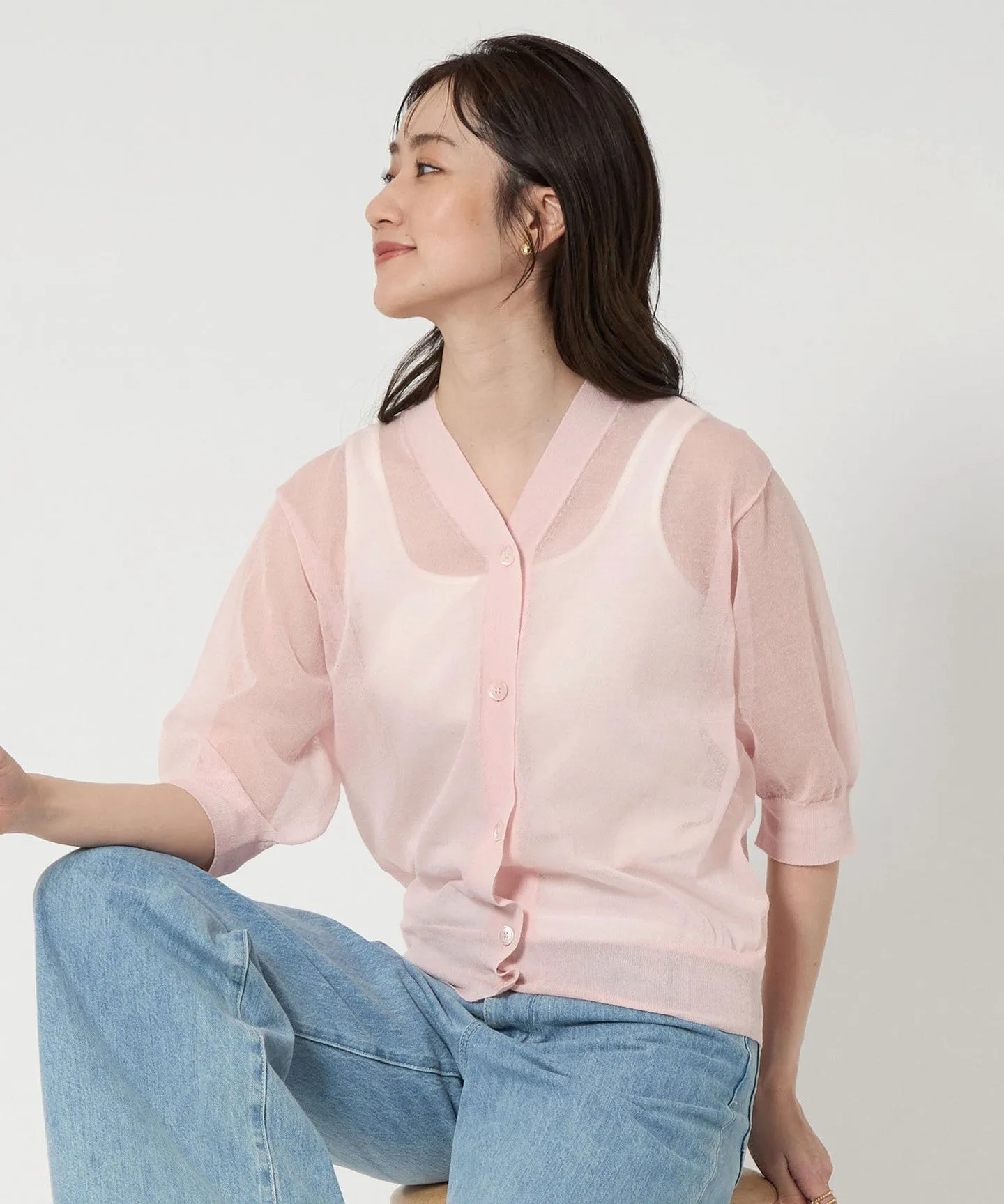 シアー Vネック カーディガン 5SL sold by United Arrows product image thumbnail 5
